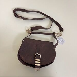 NWT Free People Messenger Crossbody Buckle Bag Mini Purse in Brown